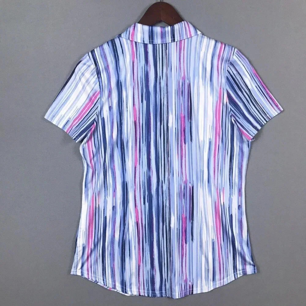 Jofit Golf Top Women Size Small Short Sleeve Collared Athletic Polo Shirt Blue - Picture 8 of 15